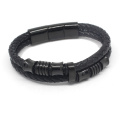 Yudan Jewelry Stainless Steel Leather Bracelet Adjustable